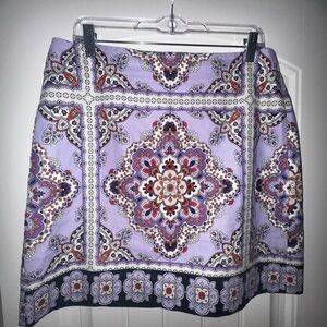 Ann Taylor Purple and Black Patterned Mini Skirt